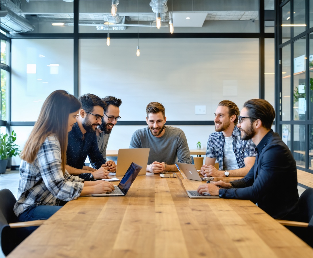 Команда экспертов AI Analytics School обсуждает стратегию в офисе в Пало-Альто